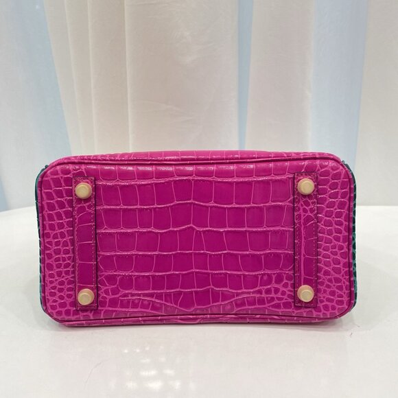 Genuine Leather Color Croc Pattern Handbag with 25cm - Picture 6 of 9